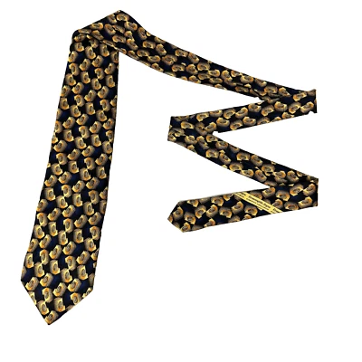 Ermenegildo Zegna Tie Men's Black & Gold Abstract Silk Necktie Handmade In Italy - Image 1 of 4
