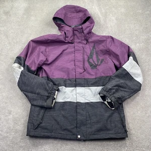 Volcom Full Zip Up Hooded Bias Insulated Jacket Women's Size L Purple Gray White - Picture 1 of 19