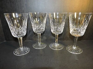 WATERFORD CRYSTAL "LISMORE" WATER GOBLETS (4) HAND MADE IN IRELAND - Picture 1 of 4