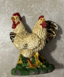 2 statuine pulcini gallina e gallo multicolore vintage fattoria 4 pollici plastica - Foto 1 di 6