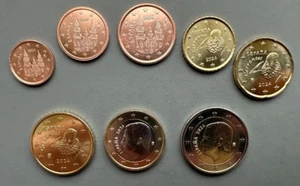 SPAIN 2024 UNC EURO 8 Coin Set. 1 cent to 2 EUR. New Type. New from rolls. - Picture 1 of 8