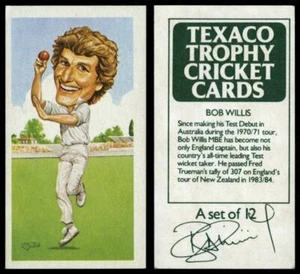 Bob Willis - Texaco Trophy Cricket 1984 Card - Picture 1 of 1