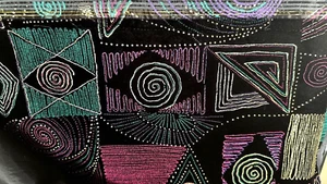 Retro Geometric Abstract Artsy Velvet Fabric 3.5 Yards Price Drop - Picture 1 of 2