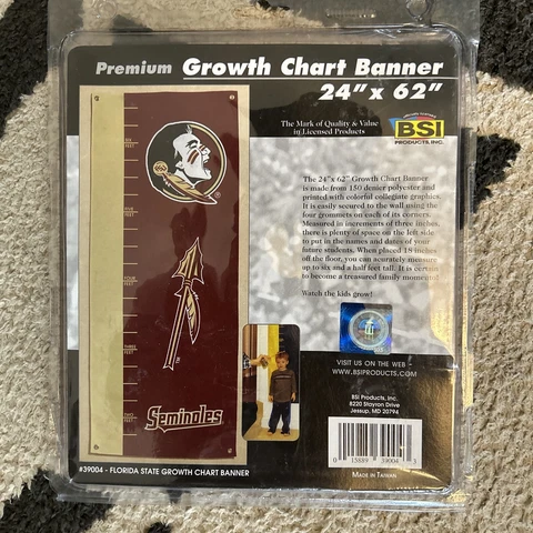 NEW Florida State Growth Chart Banner Seminoles 24" x 62 " Cover