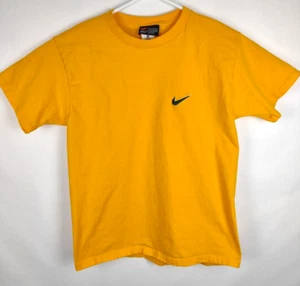 Vintage Nike Shirt Mens L Yellow Embroidered Logo Green 90s Sports Tee Bootleg? - Picture 1 of 4