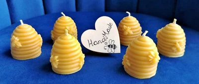 6 x Handmade Beeswax Candles, Hive Candles Christmas Gifts Decorations Beehive - Image 1 of 4