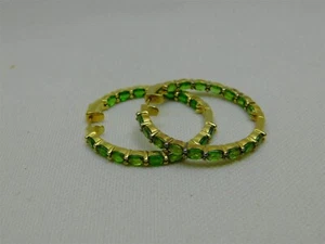 Designer SD Lab Peridot Inside Out 1.5" Pierced Hoop Earrings - Picture 1 of 10