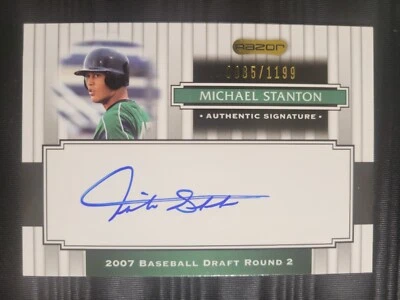 2008 RAZOR ROOKIE AUTO #197 MICHAEL STANTON #D /1199 MIAMI MARLINS - Image 1 of 2