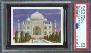 1967 Ferma Inventos Y Viajes #93 TAJ MAHAL Hindu Culture Trade Card PSA 7 Pop 1 - Picture 1 of 2