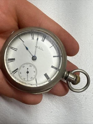 WALTHAM GRADE NO. 1 - 18 SIZE OPEN FACE POCKET WATCH RUNNING - Image 1 of 4