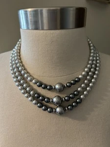 Vintage Trifari grau Schiefer und Silber Perle 17" Halskette Halsband - Bild 1 von 5
