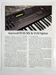 Kurzweil PC88-MX & VGM Option Synthesizer Keyboard Broschüre Vintage Flyer - Bild 1 von 2