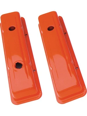 Trans-Dapt Valve Cover Stock Height Baffled Breather Holes Steel Orange (9916) - Image 1 of 4
