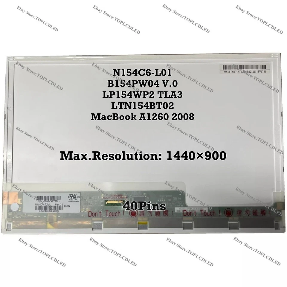 N154C6-L01 B154PW04 V.0 LP154WP2 TLA3 LTN154BT02 Screen For MacBook A1260 2008 - Image 1 of 1