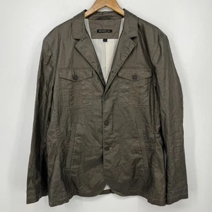John Varvatos Star USA Jacket Men's Size 2XL Gray Brown 100% Linen Buttons - Picture 1 of 13