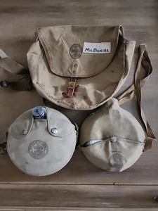 VTG BSA Boy Scouts of America Canteen Cooking Mess Kit Green Canvas Covers 1960s - Picture 1 of 24