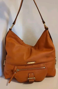 MK Michael Kors Large Glove Leather Burnt Orange Zip Hobo Handbag Purse Tote - Picture 1 of 23
