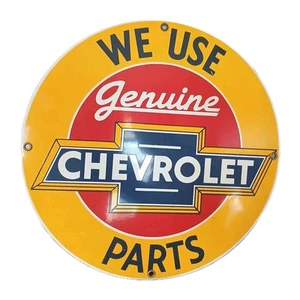 Werbung PORZELLAN Schild Wir verwenden Original Chevrolet Teile 11,5" Ande Rooney - Bild 1 von 6