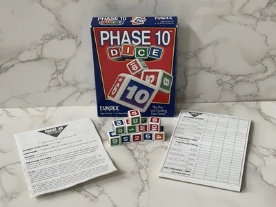 1998 Fundex Games Phase 10 Dice Box Instructions/Rules & Scoring Pad Complete - Image 1 of 4