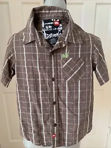 TONY HAWK Boy's Short Sleeve Button Front Shirt Brown Plaid size XL (7X) - Picture 1 of 8