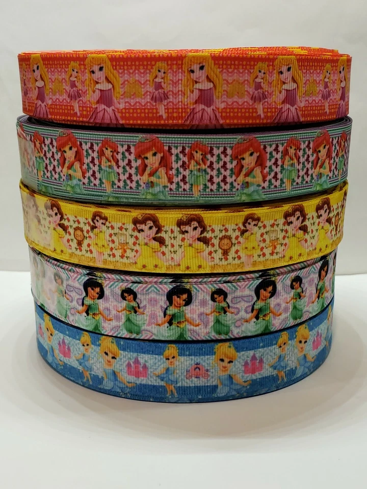 5 Yards 7/8" & 1" princess Lot Grosgrain printed Ribbon Hair Bow Supplies. - Image 1 of 1