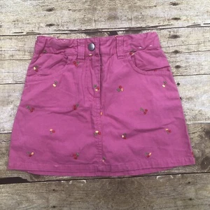 Gymboree Girls Size 4 Cotton Pink Embroidered Cherries Attached Shorts Skirt - Picture 1 of 3