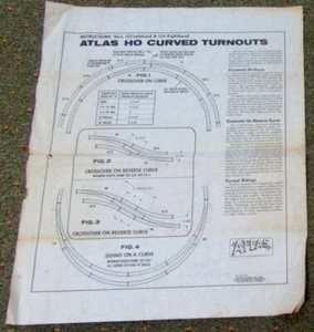 Vintage Atlas HO Curved Turnouts Instructions For 125LH & 126RH Tracks (1977) - Picture 1 of 6