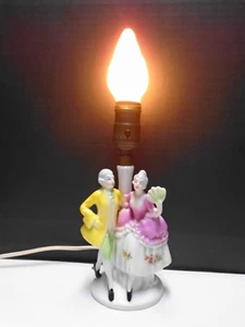 Vintage Victorian Couple Figurine Boudoir Lamp Hand Painted Germany #4226, 9.5" - Picture 1 of 7
