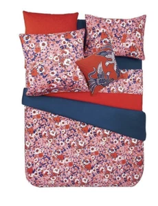 Kenzo One Standard Sham RED Pink Sateen Print 20” X 30” Bloom Floral Pillow Case - Picture 1 of 7