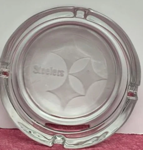 PITTSBURG STEELERS  Ashtray 3” Round Permanently Etched Glass ashtray US SELLER Cover