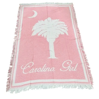 Carolina Girl Rosa Palmetto Palma y Luna Media Luna 2.5 Capas Algodón Tejido Tiro Foto 1 de 3