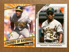 Rickey Henderson 2021 Topps Legends Of Baseball & 2022 Gallery Baseball Cards.