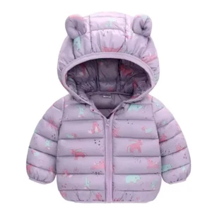 Dinosaur Print Lightweight Hooded Jacket for Boys & Girls - Warm Fall Coat - Picture 1 of 16