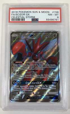 2018 Pokemon Sun & Moon Full Art Scizor GX 158 PSA 8 - Image 1 of 2