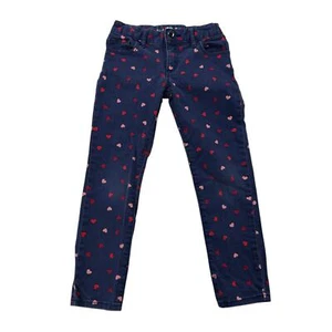 Gap Kids 1969 Navy Red Pink Valentines Heart Print Super Skinny Pants Girls 5 - Picture 1 of 7