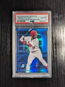 2022 Bowman Heritage Chrome Jordan Walker Blue Refractor */99 PSA 10 Cardinals  - Picture 1 of 2