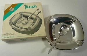 International Silver Co Candy Bon Bon Dish Tray Silver Plated with Spoon in Box - Picture 1 of 6