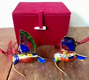 Set di 2 confezioni regalo vintage anni '90 Cloisonné ornate colibrì - Foto 1 di 14