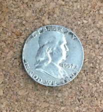 1957 P  Circ.  Franklin Half Dollar 90 % Silver US Coin FH2916 FREE SHIPPING