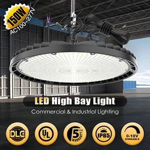 150 Watts UFO LED High Bay Light 21000lm Commercial Warehouse Shop Lamp Dimmable - Picture 1 of 15