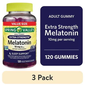 (3 pack) Extra Strength Melatonin Gummies for Sleep Support, Blueberry,120 Count - Picture 1 of 6