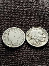 Lot Of 2-Liberty "V" & BUFFALO NICKLE-w/Full Dates-2 Coin Lot!