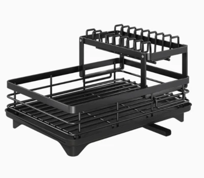 Sturdy 2-Tier Dish Rack with Drainage Tray Plates, Bowls & Glasses Holder - Image 1 of 4