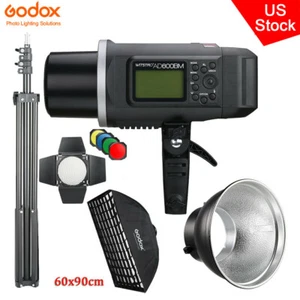 US Godox AD600BM Outdoor Flash+Reflector+Barn Door+60*90cm Softbox Light Stand - Picture 1 of 12