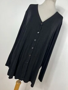 Chaqueta Laura Ashley XL Negra Slinky Viaje Cuello en V Botón Frontal Elastizada Larga F2 - Imagen 1 de 6