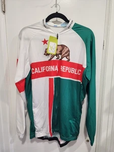 Radtrikot Erwachsene XXLarge weiß rot California Republic Full Zip Langarm  - Bild 1 von 6