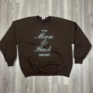 Lonely Ghost Brown To The Moon & Back Crewneck Sweatshirt XL Cozy - Picture 1 of 6