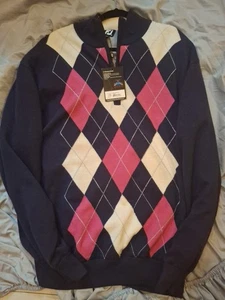 FootJoy Men XXL Wind Pullover Sweater Argyle Merino Wool Waterproof Thermal New - Picture 1 of 23