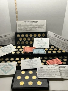1999-2008 24kt Gold Plated State Quarters Set in Box - P & D Mint (Read Info) - Picture 1 of 13