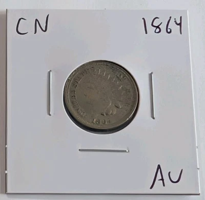 1864-P Philadelphia Copper Nickel Indian Head Cent IHC AU Almost Uncirculated  - Image 1 of 4